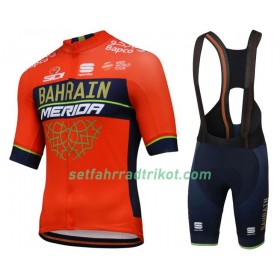 Fahrradbekleidung Radtrikot Kurzarm + Trägershorts 2018 Bahrain-Merida N001 
